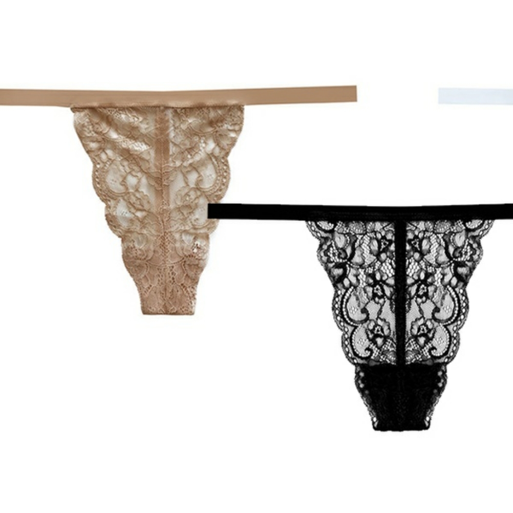 NWT 3 pack thong panties underwear nude